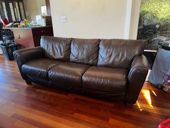 Chateau d’Ax Italian Leather Sofa, Chair & Ottoman Set