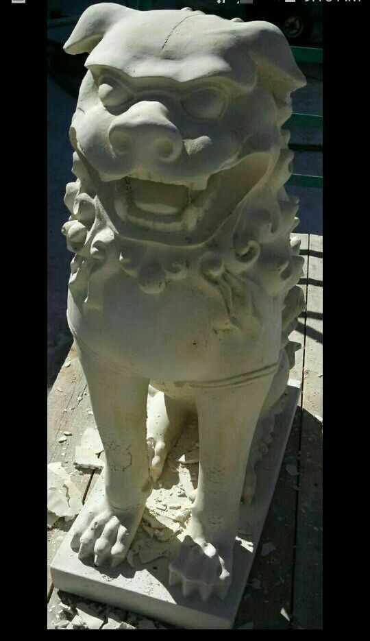 New Rare Large Foo Dog Solid Cement Statue White