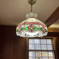 Vintage Stained Glass Hanging Light Victorian Tiffany Style Lamp Antique Fixture