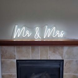 Wedding Neon LED Sign Mr Mrs Large 40" Remote And Dimmer