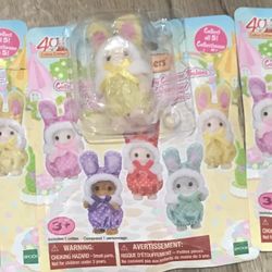 Calico Critters Cutie Collectibles-Colorful Bunny Costume Babies Opened Blind Bags