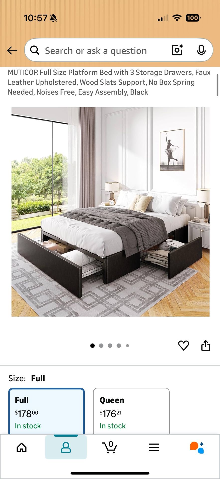 Full-size Black Faux Leather Storage Bed Frame