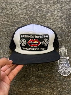 Chrome hearts black and white hat with lips