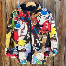 Members Only X Nickelodeon Windbreaker Hooded Jacket Size M