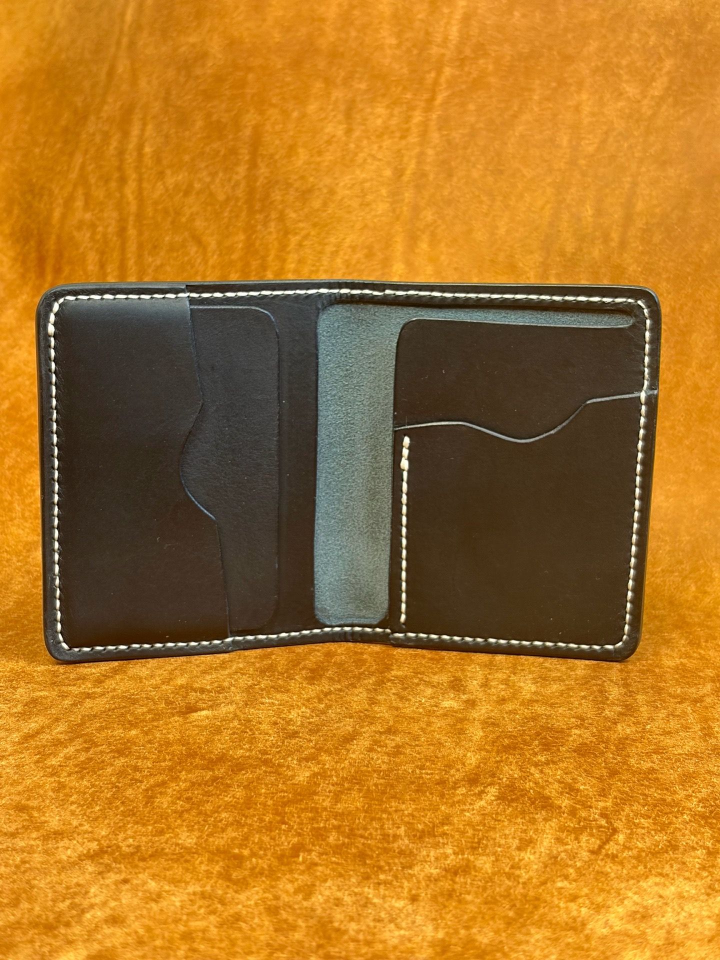 Leather Mini Wallet Card Holder Dark Navy