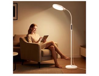 Happy Light Therapy Lamp, 11000 Lux UV-Free Floor Sun Light Lamp with Touch Remote Control, 5 Color Temperatures 10 Brightness Levels Lights for Livin