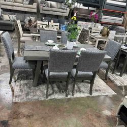 DINING SET, TABLE+6 CHAIRS, DINING ROOM -NEW-