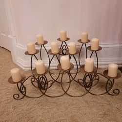 Antique Gold Metal 12 Candle Fireplace Candleholder 