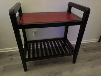 Black Wood Side Table with Red Top