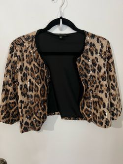 Leopard Print Sequin Bolero