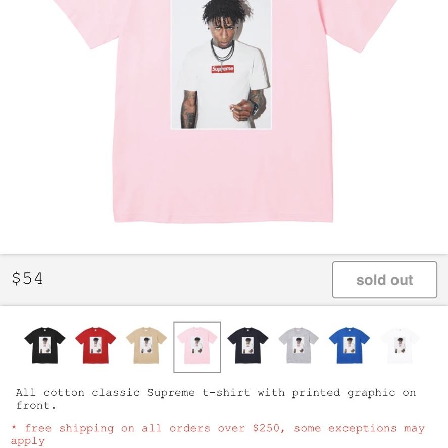 Supreme NBA Youngboy Tee Pink Large for Sale in Niagara Falls, NY