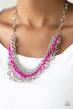Color Bomb Pink Necklace and Earring Set