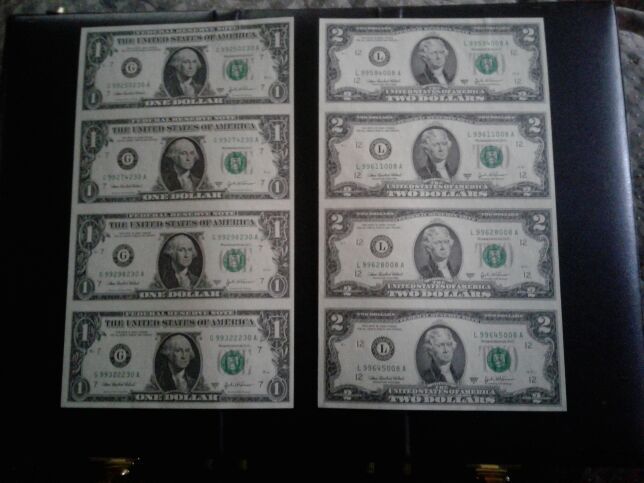 Uncut sheets of currency