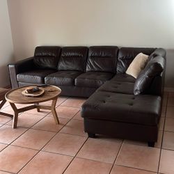 Leather Sectional (Color:espresso) 