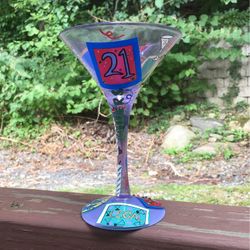 Lolita Hand painted “21” Martini Glass