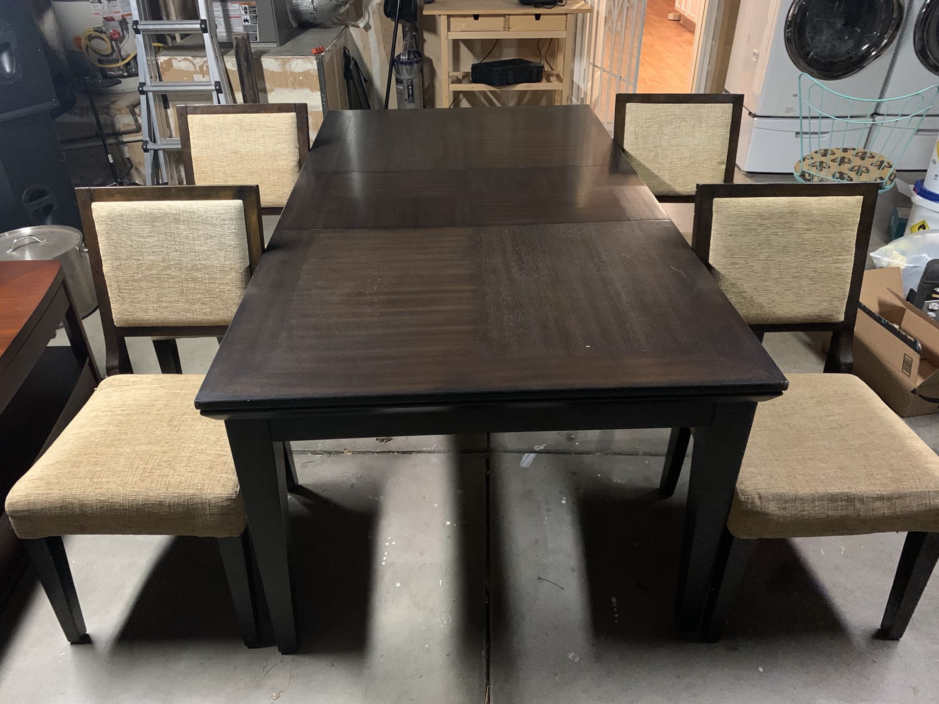 Espresso Dining Table With Leaf and Matching Chairs