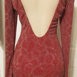 Long Sleeve Backless Sequin Short Bodycon Cocktail Dress

