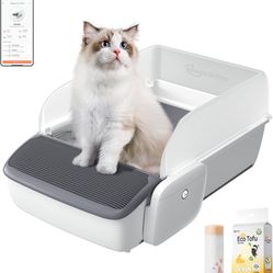 Self-Cleaning Litter Box, Automatic Cat Litter Box, Robot Open Top Litter Box, Scooper Free with Smart App Control, Anti-Pinch, Odor Free Waste Dispos