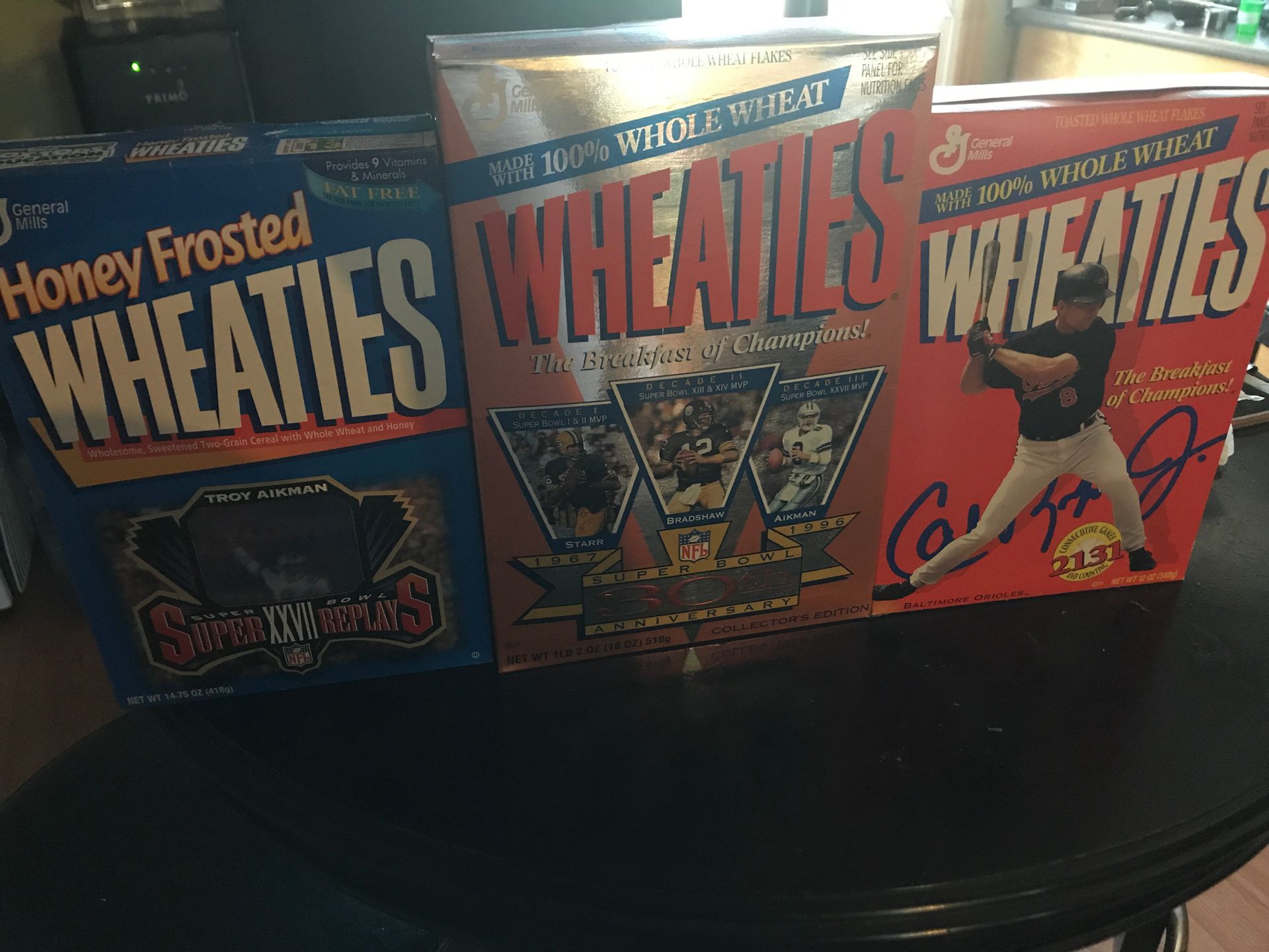 Wheaties cereal box collectibles Dallas Cowboys Cal Ripken