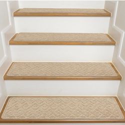 Stair Treads for Wooden Steps Indoor, 15 Pack 8" X 30" Non Slip Carpet Stair Treads with Reusable Adhesive for Kids Elders and Dogs, Surface Polyester