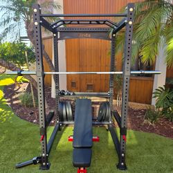 New Vesta Pr3000 Squat Rack | 230lbs Bumper plates | Adjustable Bench | Barbell | Plus Attachments Seen | FREE DELIVERY 🚚