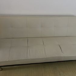 Cream Faux Leather Sleeper Sofa