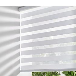 Persilux Custom Size Cordless Zebra Blinds for Windows Free-Stop Roller Windows Shades Dual Layer Light Control for Day and Night
