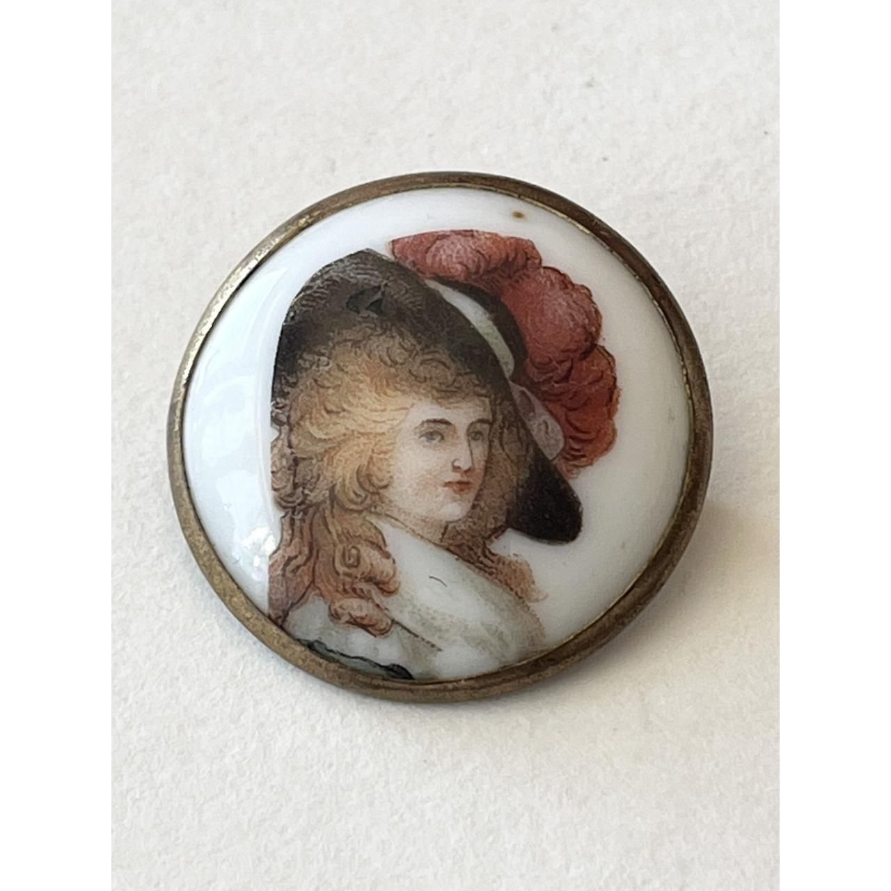 Antique Estate Porcelain Portrait Brooch Pin. (184)60