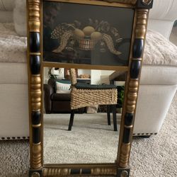 HEAVY LAMBERT HITCHCOCK VINTAGE HARVEAT BLACK GOLD MIRROR 17X31 $500 Federal Gold Reverse
