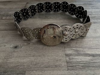 Oval Disk leather Belt W/western Matching Buckle