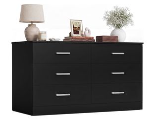 6 Dressers for Bedroom, Chest of Drawers, Dark Black