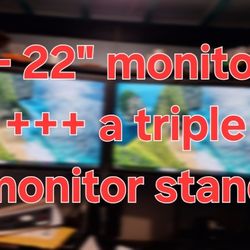 Two Dell 22-in Monitors And A Triple Monitor Stand
