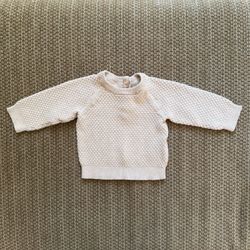 H&M Baby NB Newborn Pullover Sweater Unisex Organic Cotton Knit Beige Button