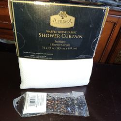 New White Fabric  Shower Curtain 