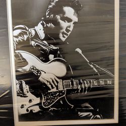 Black & White Elvis Matted Poster