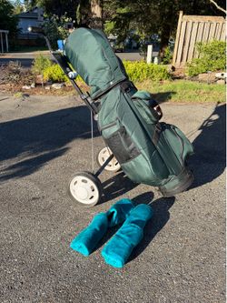 Vintage Golf Bag with Detachable Caddy Cart