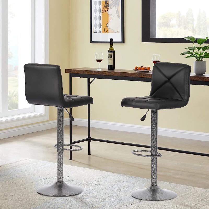 Bar Stools Set of 2 Counter Height Swivel Stool PU Leather Modern Height Adjustable Swivel