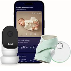 *BRAND NEW* Owlet Dream Duo 2 Smart Baby Monitor - 1080p HD Video Sensor w Sock- Mint