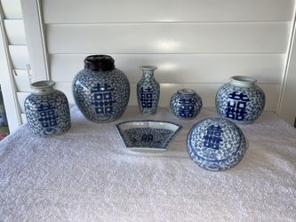 Chinese Blue And White “double Happiness” Porcelain 