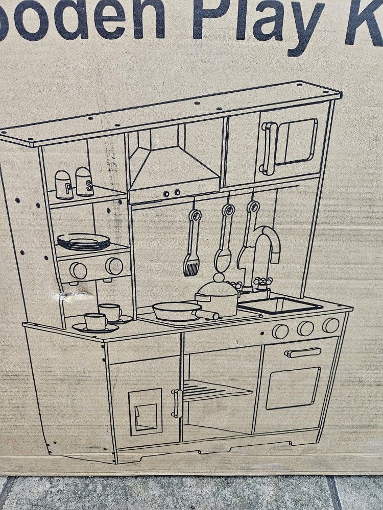 floisdace large wooden play kitchen set