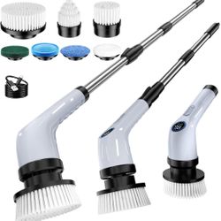 Electric Spin Scrubber, Rechargeable Cleaning Brush with 7 Replaceable Brush Heads, Cordless and Portable Power Scrubber, Electric Bathroom Scrubber f