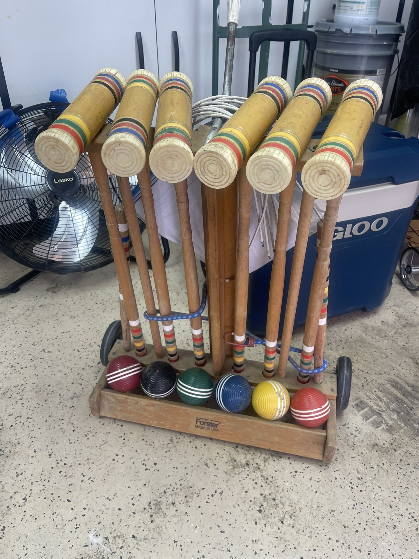 VINTAGE FORSTER SKOWHEGAN DELUXE STAND CROQUET SET 6 PLAYER Game Outdoors