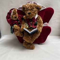 Grandpa Baby Bear Plush on Couch Twas the Night Before Christmas Vintage