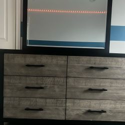 Brand: Bob’s Furniture| Color: Black & Gray|Dresser & Mirror 