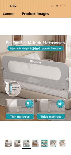 Bed Rail for Toddlers - 71 Inch Foldable Baby Guard Height Adjustable | Foldable | Fits Full/Queen/King/Twin Beds | U-shape base provides Safety sleep