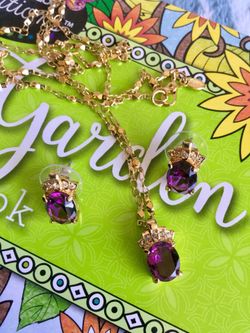 Beautiul Amethyst-gemstone necklace with matching classy earrings / Gold filled - gold plated 🌿🌺🌿
