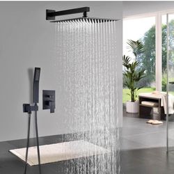 12 inch Matt Black Shower System with Handheld Shower