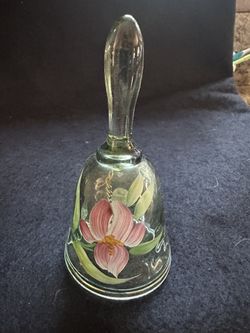 Fenton Green Bell With Purple Flowers