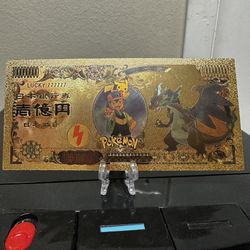 24k Gold Plated Dark Charizard (Pokémon) Banknote