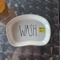 Rae Dunn Soap Dish Wood Base